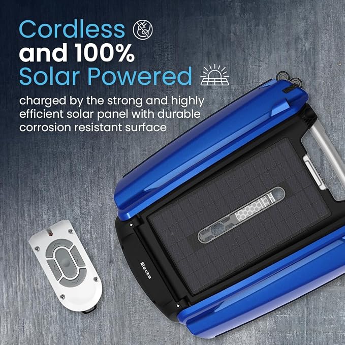 Betta SE Solar Powered Automatic Robotic Pool Surface Skimmer Cleaner with 24/7 Continuous Cleaning Battery Power and Re-Engineered Twin Salt Chlorine Tolerant Motors (Blue) - Image 6