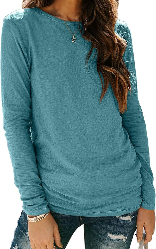 Sherosa Womens T Shirts Long Sleeve Crew Neck Shirts Basic Tee Tops Blouse by Sherosa
