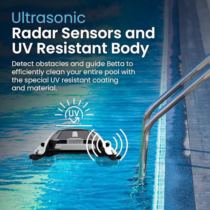 Betta SE Solar Powered Automatic Robotic Pool Surface Skimmer Cleaner with 24/7 Continuous Cleaning Battery Power and Re-Engineered Twin Salt Chlorine Tolerant Motors (White) - Image 4