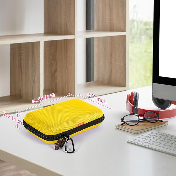 Bright Yellow Hard Shell Electronic Organizer Carrying Case - Shockproof Large Storage Case for Hard Drive, Phone, Power Bank, Charger, Earbuds - Zipper Pouch Gadget Bag for Business, Travel - Image 2