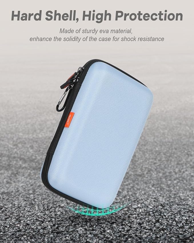 Shockproof Hard Shell Carrying Case - Light-Blue Case for External Hard Drive, Power Bank, Charger, Cable, Cell Phone, Electronic Accessories - Larger Capacity Storage Pouch Portable Travel Bag - Image 6
