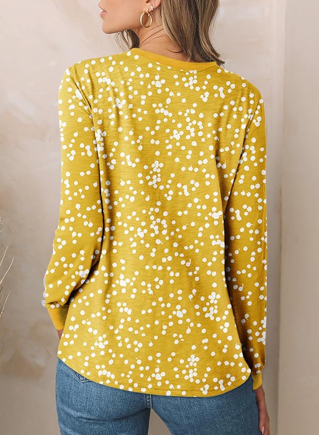EVALESS Womens Crewneck Long Sleeve Tops Casual Polka Dots Tops Fall 2026 Tshirts Shirts - Image 4