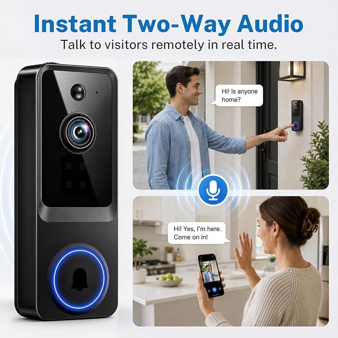 Doorbell Camera Wireless, 1080P Video Doorbell Camera Battery Powered, Security Camera with AI Human Detection, 2-Way Audio, Night Vision, Cloud Storage, 2.4G WiFi, Front Door Camera for Home Security - Image 3