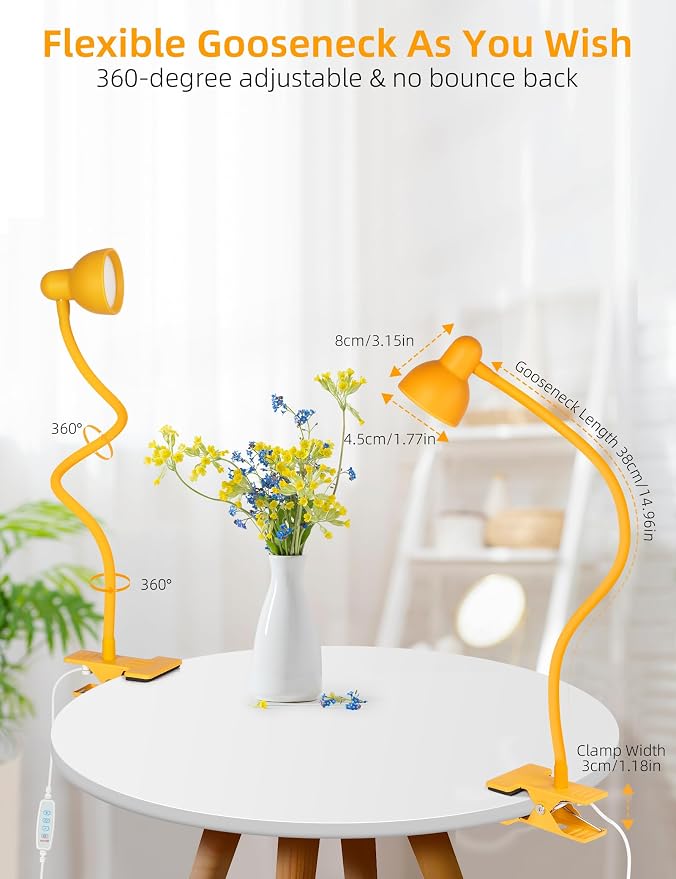 LiFMIRA Desk Lamp Clip on Lamp for Bed, LED Reading Light for Bed Yellow | 3 Colors 10 Dimmable Brightness, LED Book Light for Reading in Bed Flexible Clip on Light Clamp Lamp for Bed Headboard Desk - Image 5