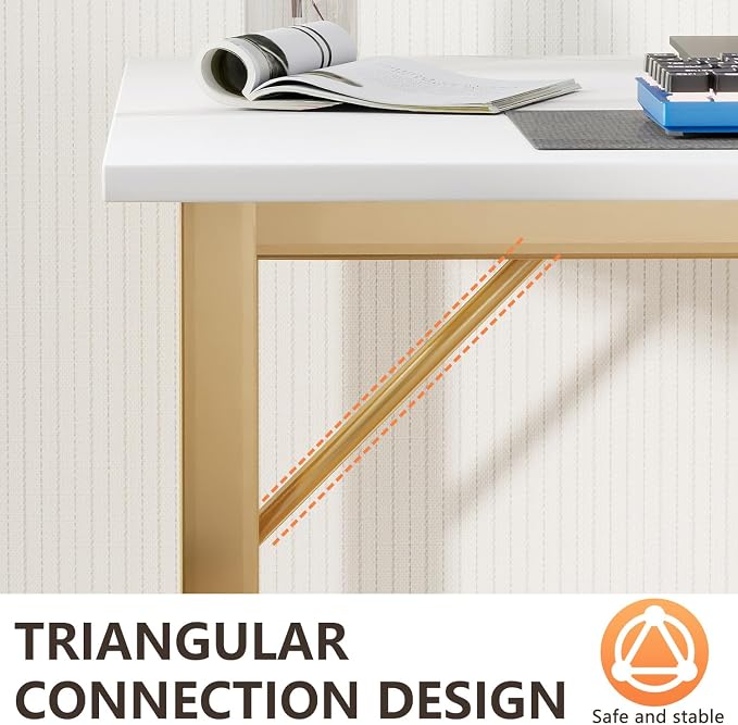 BestOffice Computer Desk,Home Office Desk, Modern Simple Style for Home Office Study Writing (Gold, 55 Inch) - Image 5