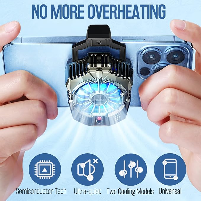 TRILINK Phone Cooler for Gaming, Universal Phone Cooling Fan with Two Cooling Modes, Mobile Phone Radiator Case for iPhone Android Smartphones from 4.5 to 7in, Cell Phone Cooler for Live Streaming - Image 2