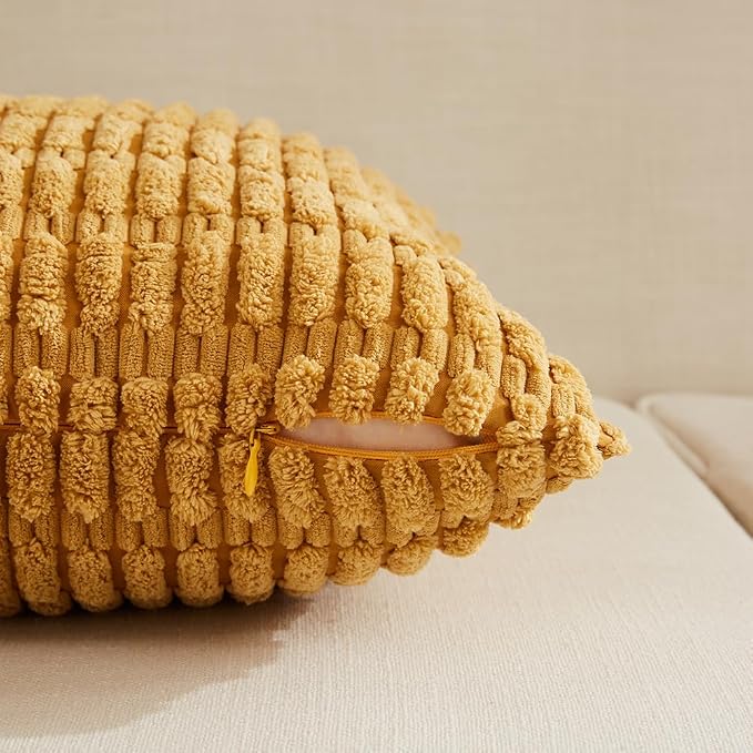Fancy Homi 4 Packs Decorative Throw Pillow Covers for Living Room Couch Bed, Modern Farmhouse Boho Home Décor Accent Cushion Case, 24" x 16", Mustard Yellow - Image 3