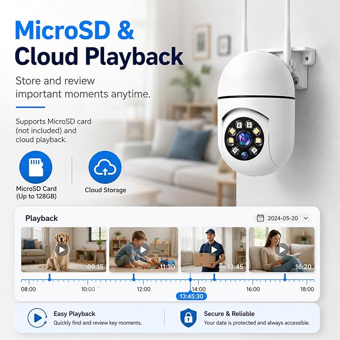 Hawkray Plug-In Indoor Security Camera, 1080P HD WiFi Cam, 360° Pan Tilt, 2.4&5GHz Dual Band, Color Night Vision, AI Human Detection, 2-Way Audio, 24/7 Recording, Smart Home Monitor for Baby Pet Elder - Image 7