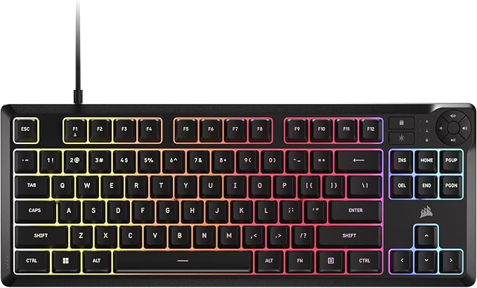 Corsair K55 CORE TKL RGB Gaming Keyboard – Tenkeyless, 8-Zone RGB, Quiet Membrane Keys, Spill Resistant, Media Keys, 1000Hz Polling – NA Layout – Black by Unknown