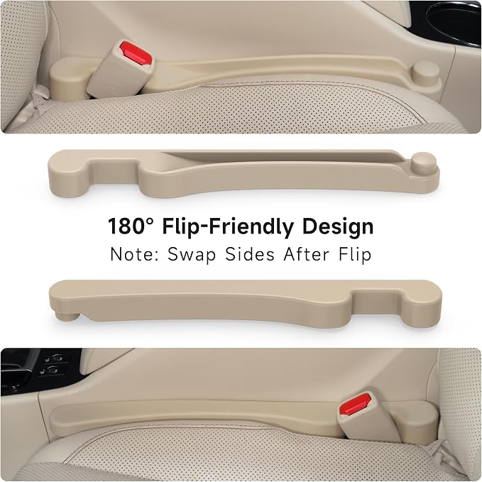 Givifive Car Seat Gap Filler Set of 2, 3IN1 Seat Side Gap Filler Plug with Storage Slot & Hook Function, Soft Foam Universal Fit Car SUV Truck Fill Gap Between Seats Console Organizer（Narrow Beige） - Image 6