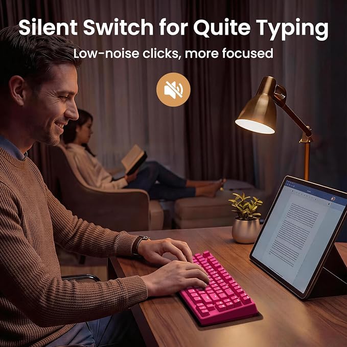Kisnt KN85 Wireless Silent Mechanical Keyboard, 75% Layout, Bluetooth/2.4GHz/USB-C, Custom RGB Backlit, Hot Swappable, Quiet Typing for Windows/Mac/PC (Berry Red) - Image 3