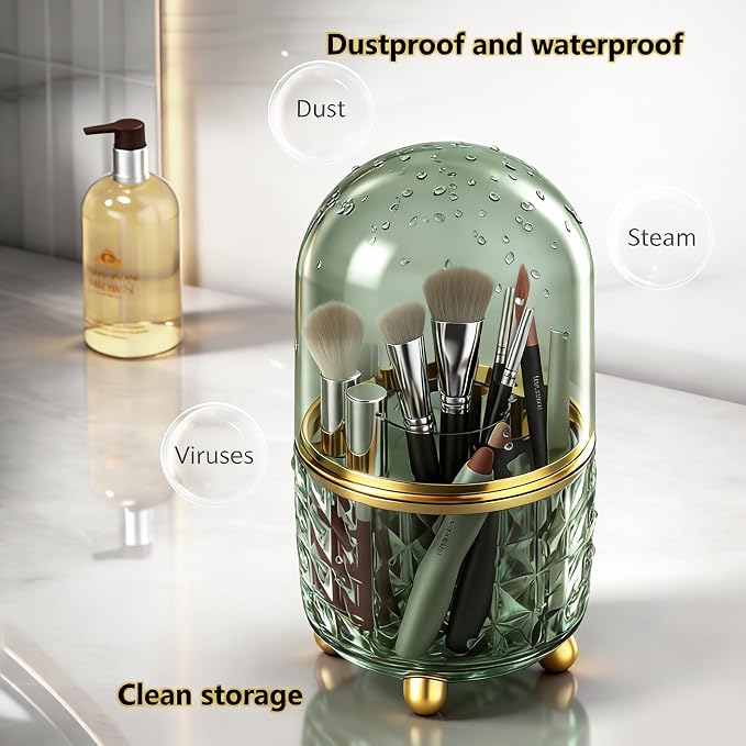 GOTOBA 360° Rotating Dust-Proof Multi-Purpose Storage Organizer - Perfect for Silverware, Utensils (Forks, Knives) & Makeup Brushes, Countertop Holder for Kitchen & Vanity - Image 4
