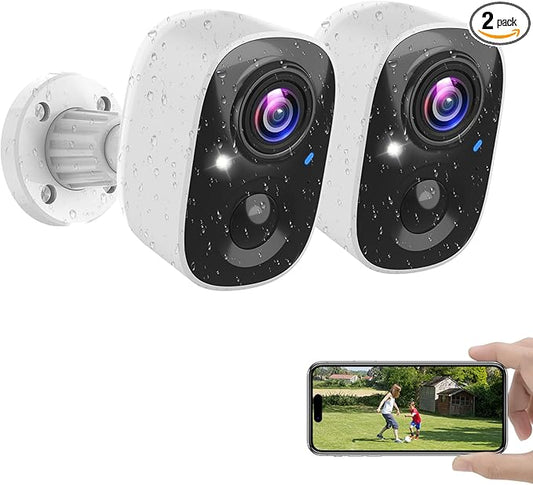 Vicohome Security Cameras Wireless Outdoor, 2K Battery Powered WiFi Cameras for Home Security with AI Motion Detection, Spotlight Color Night Vision, IP66 Weatherproof 2-Way Talk Siren Alarm, 2 Pack by MaxiVizSecurityCamera