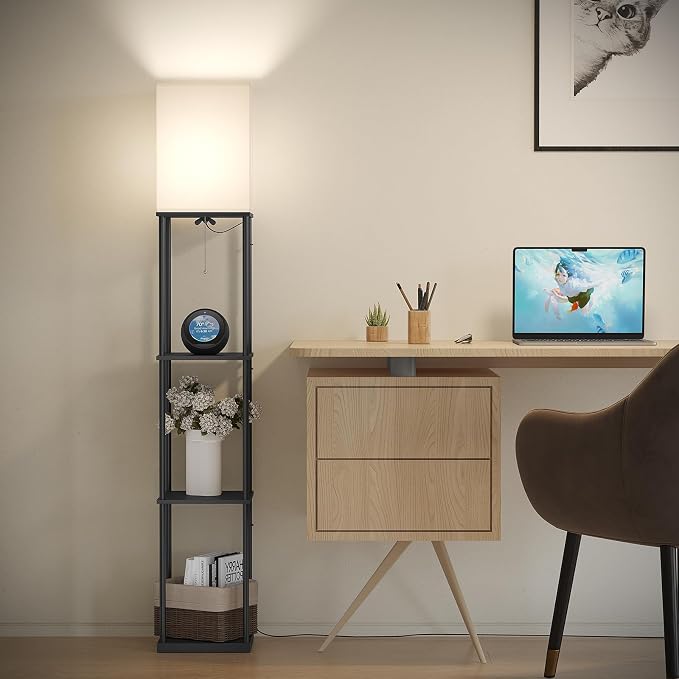 SUNMORY Floor Lamp with Shelves, Smart APP Control Standing Lamps with RGB Bulb, 4-Tier Dimmable Floor Lamps for Living Room, Tall Lamp for Bedroom, Office, Corner Display Bookshelf Lamp - Image 6
