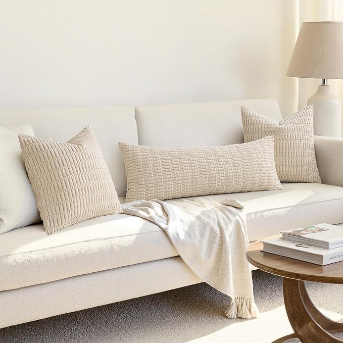 MIULEE Pack of 1 Cream White Long Body Lumbar Decorative Throw Pillow Cover 14x36 Inch for Bed Couch Sofa Living Room Soft Boho Pillow Cover Modern Farmhouse Home Decor - Image 4