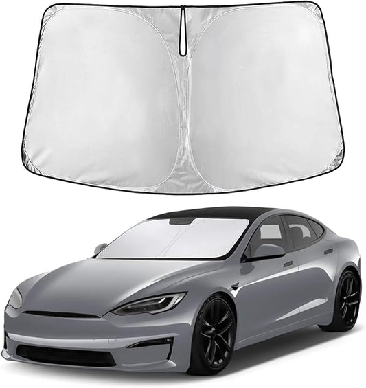 EcoNour Windshield Sunshade Compatible for Tesla Model S Plaid 2021-2024 2025 2026, Sun Visor for Front Windshield & Window Sun Shade Cover, UV Heat Blocker & Protector, Car Accessories by EcoNour