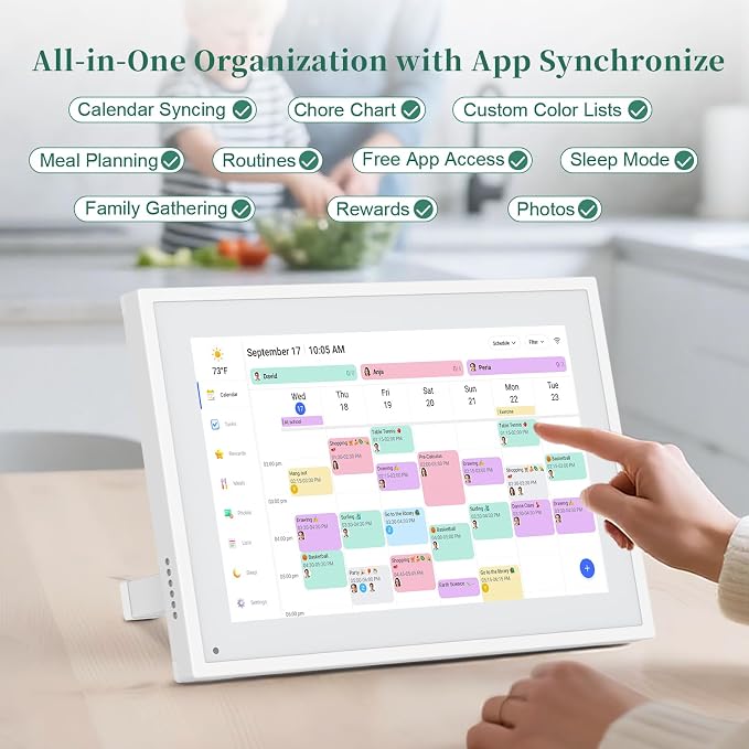 Digital Calendar,10.1 Inch Smart Electronic Calendar Family Planner,IPS HD Touch Screen Home Interactive with WiFi App Control,AI Meal Schedule, Duty Chart,Achievement Rewards-Share Photos,Videos and Sound Reminder,Gifts for Women Men Mom Dad,Desk Cale... - Image 4