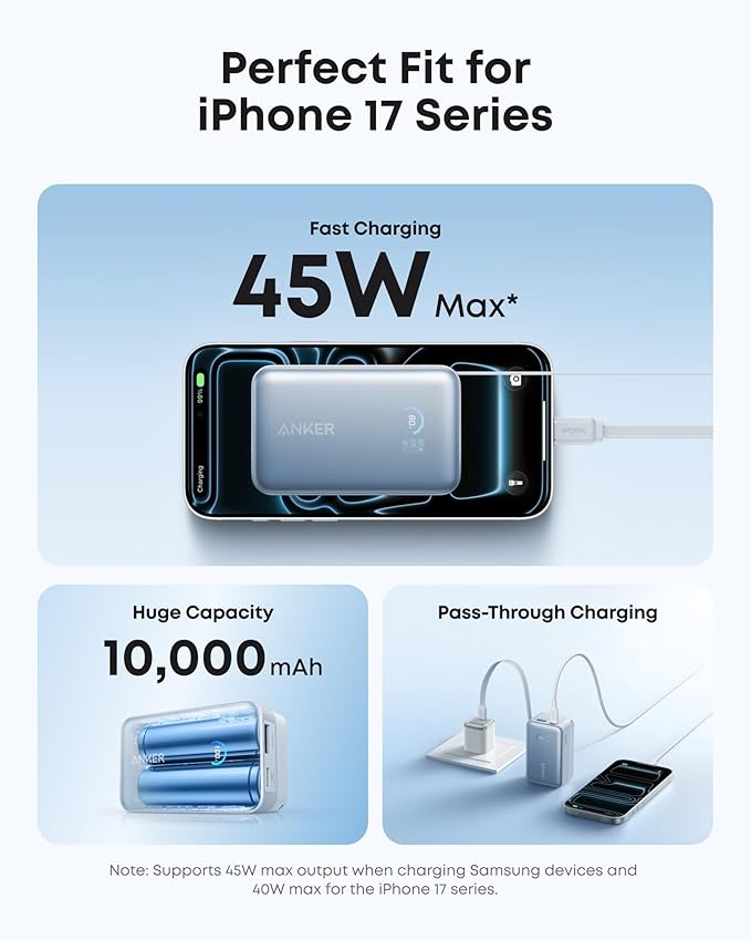 Anker Nano Power Bank, 45W 10,000mAh Portable Charger, iPhone Battery Pack | Built-In Retractable USB-C Cable, for iPhone 17 / 16 Series, iPad, Galaxy, Pixel, and More, Compact Travel Design - Image 3