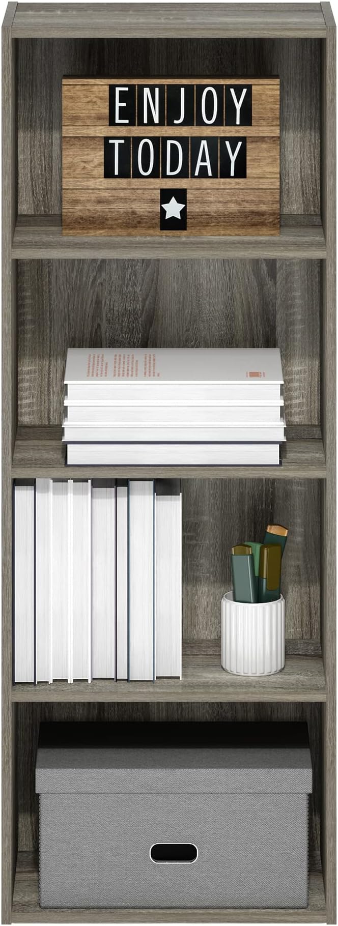 Furinno Luder Bookcase / Book / Storage, 4-Tier, French Oak - Image 5