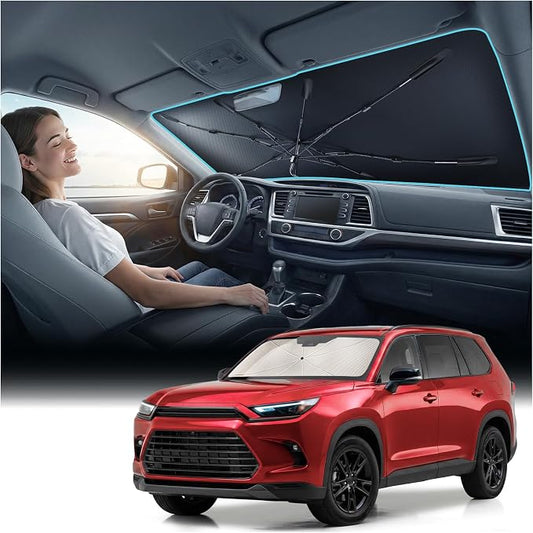 Nmoiss Windshield Sun Shade Umbrella for for Toyota SUV - [Vinyl Coating Heat Shield] Protect Car from Sun Rays & Heat Damage Keep Cool and Protect Interior, Spring Structure Edge by Nmoiss