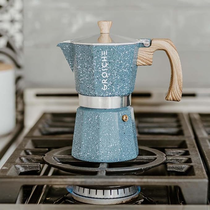 GROSCHE Milano Stovetop Espresso Maker Moka Pot 3 espresso Cup, 5 oz Indigo | Cuban Coffee Maker And Italian Moka Pot For Stovetop Espresso; For Gas, Electric, And Propane Stoves With A Soft-Touch Handle - Image 8