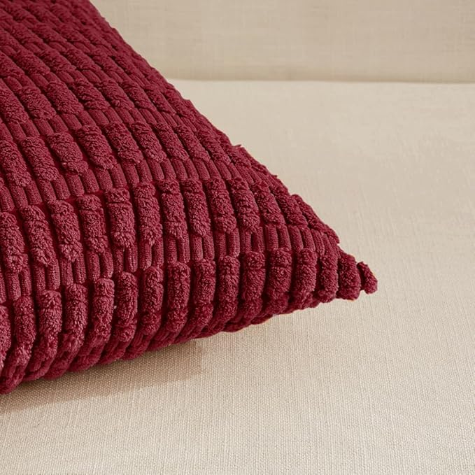 Fancy Homi 4 Packs Decorative Throw Pillow Covers for Living Room Couch Bed, Modern Farmhouse Boho Home Décor Accent Cushion Case, 20" x 20", Burgundy - Image 4