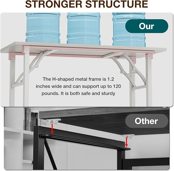 TEMI Small Computer Desk Folding Table - 43.3" Foldable Office Desk, No Assembly, Perfect for Small Spaces in Bedroom, Dorm, or Apartment, Portable Mini Desk or Study Table Compact Design, White Ash - Image 6