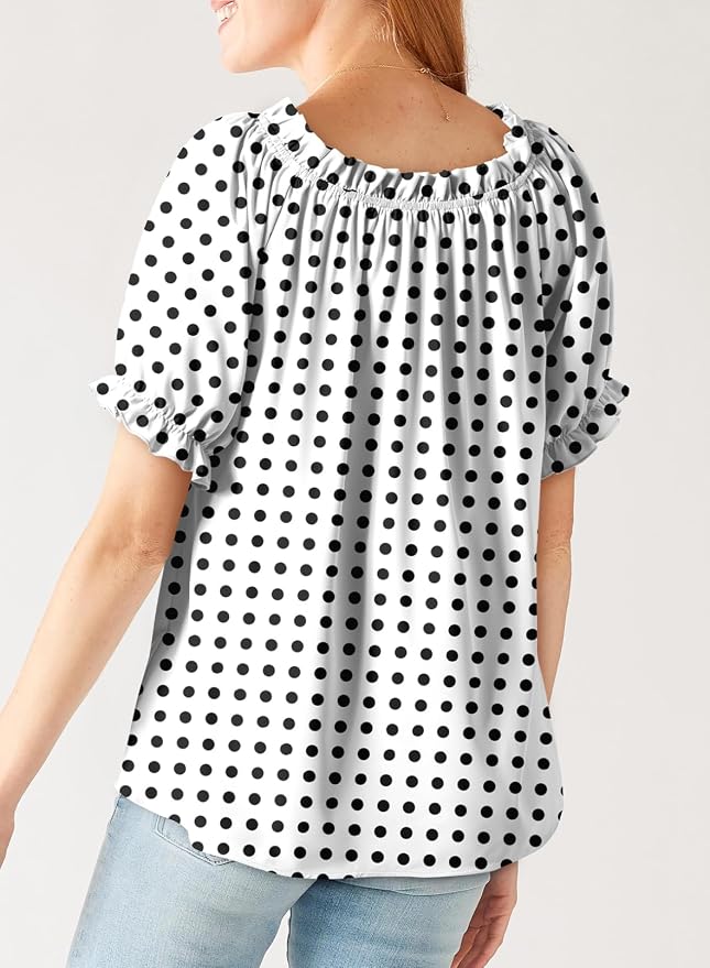 EVALESS Womens Tops Off The Shoulder Blouses for Women Dressy Casual Cute Puff Sleeve T Shirts Fashion 2026 - Image 5