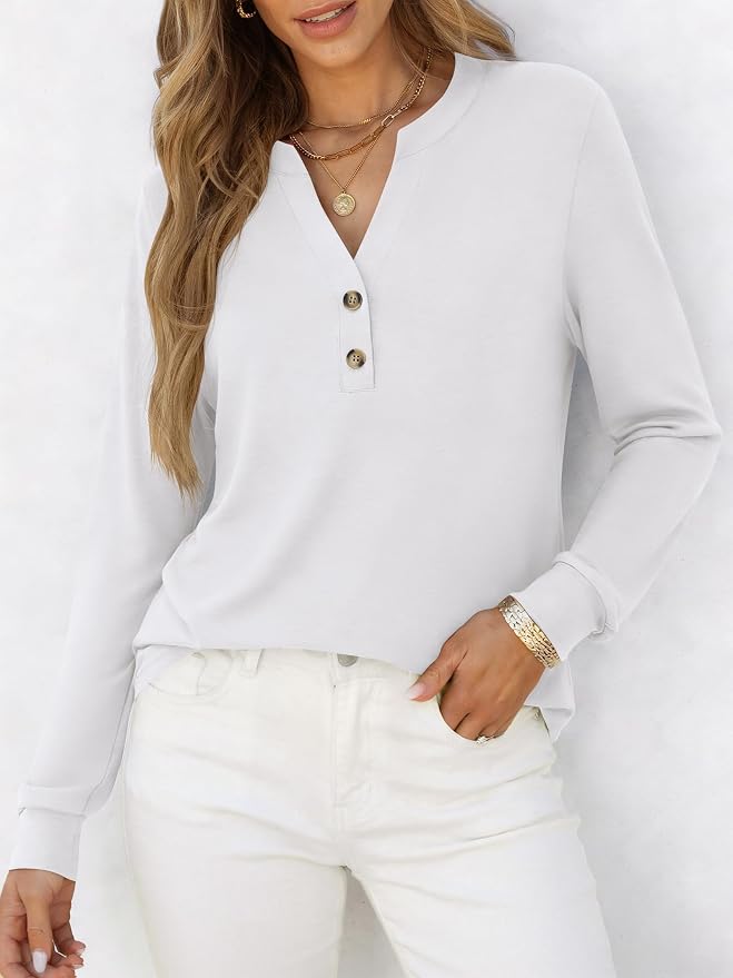 ANRABESS Women's Long Sleeve Shirts 2026 Spring Fashion Dressy Casual Tops Trendy Henley Blouses Cute Work Outfits Clothes - Image 2