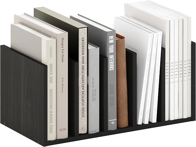 Furinno HERMITE Desk File Folder Organizers, 5-Space Vertical Desktop Office Organization Racks, Desk Top Display Book Shelf, for Paper, Office Supplies, Magazine, Espresso by Furinno-FitsYourSpaceFitsYourBudget