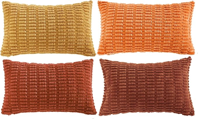 Fancy Homi 4 Packs Decorative Throw Pillow Covers for Living Room Couch Bed, Modern Farmhouse Boho Home Décor Accent Cushion Case, 24" x 14", Burnt Orange Series - Image 6
