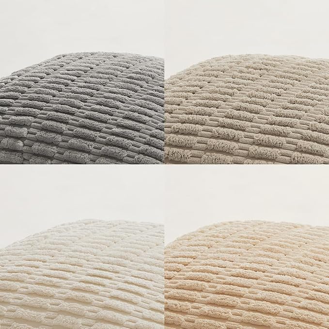 Fancy Homi 4 Packs Decorative Throw Pillow Covers for Living Room Couch Bed, Modern Farmhouse Boho Home Décor Accent Cushion Case, 16" x 16", Neutral - Image 5
