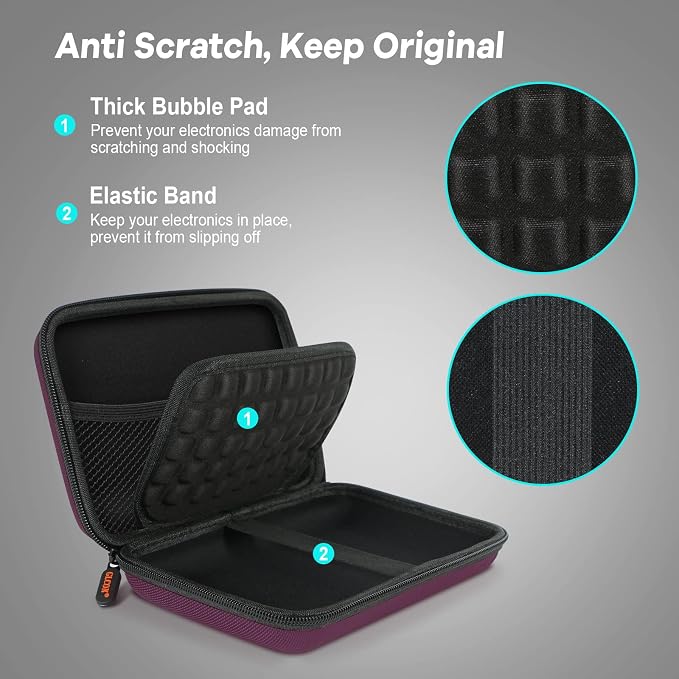 Deep Purple Carrying Case - GLCON Hard Storage Case Electronics Organizer Tech Pouch for Hard Drive, Power Bank, Cell Phone, Charger Enclosure - Portable Travel Pouch Bag with Carabiner - Image 3