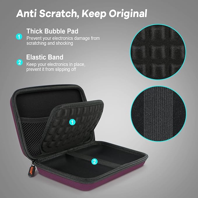 Shockproof Hard Shell Carrying Case, 2 Colors | Larger Capacity Storage Pouch, For GPS, External Hard Drive, Power Bank, Charger, Cable - Image 5