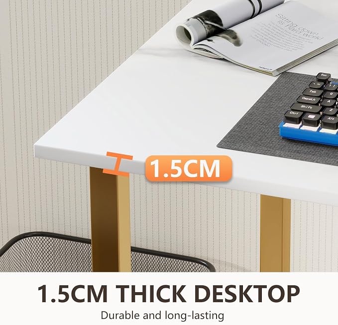 BestOffice Computer Desk,Home Office Desk, Modern Simple Style for Home Office Study Writing (Gold, 55 Inch) - Image 7