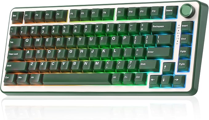 YUNZII B75 PRO 75% Wireless Mechanical Keyboard (Olive Green,Milk Switch) | Hot Swap Keyboard with Knob, Gasket Mount, Creamy Pre-lubed Switch for Smooth Typing, BT/USB-C/2.4G, for Gaming by YUNZIIMECHANICALKEYBOARD