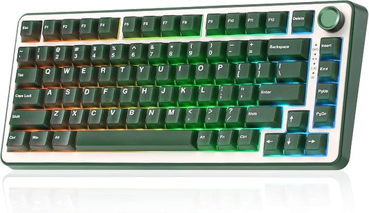 YUNZII B75 PRO 75% Wireless Mechanical Keyboard (Olive Green,Milk Switch) | Hot Swap Keyboard with Knob, Gasket Mount, Creamy Pre-lubed Switch for Smooth Typing, BT/USB-C/2.4G, for Gaming by YUNZIIMECHANICALKEYBOARD