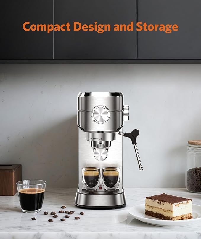 COWSAR Espresso Machine,Expresso Coffee Machines,Espresso Maker with Milk Frother Steam Wand & 40oz Removable Water Tank，Stainless Steel Compact Cappuccino & Latte Machine - Image 3