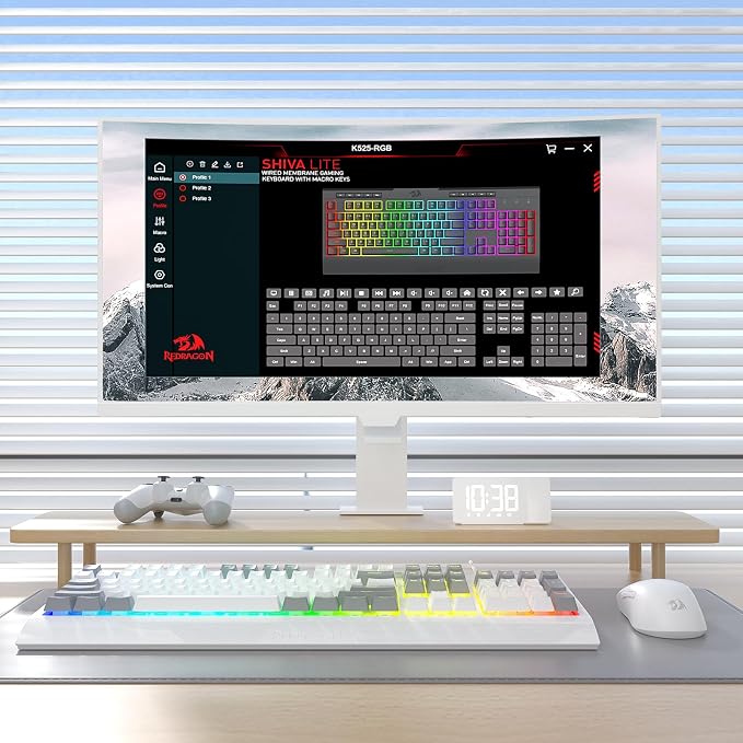 Redragon K525 RGB Backlit 104 Keys Wired Membrane Gaming Keyboard w/ 5 Multimedia Keys & 4 Extra On-Board Macro Keys, Dedicated Media Control, Ergonomic Wrist Rest, Linear Mechanical-Feel Switch - Image 8