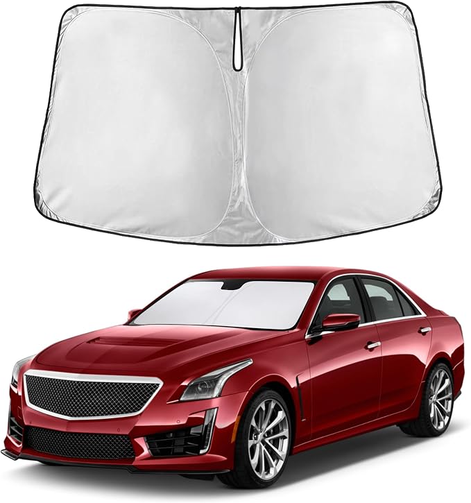 EcoNour Windshield Sunshade Compatible for Cadillac CTS 2014-2017 2018 2019, Sun Visor for Front Windshield & Window Sun Shade Cover, UV Heat Blocker & Protector, Car Accessories by EcoNour