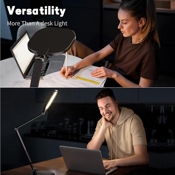 LitONES LED Desk Lamp for Home Office, Soft Edge-lit Design - Modern Style | Eye-Caring Diffused Light, Professional Computer Light for Reading, Crafts & Zoom, Dimmable with 30 Modes, Memory & Timer - Image 2