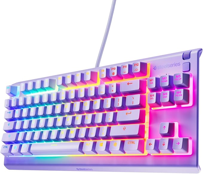 SteelSeries Apex 3 TKL Lavender RGB Gaming Keyboard — Tenkeyless Compact Form Factor — 8-Zone RGB Illumination — Water and Dust Resistant — Whisper-Quiet Gaming Switch by Unknown