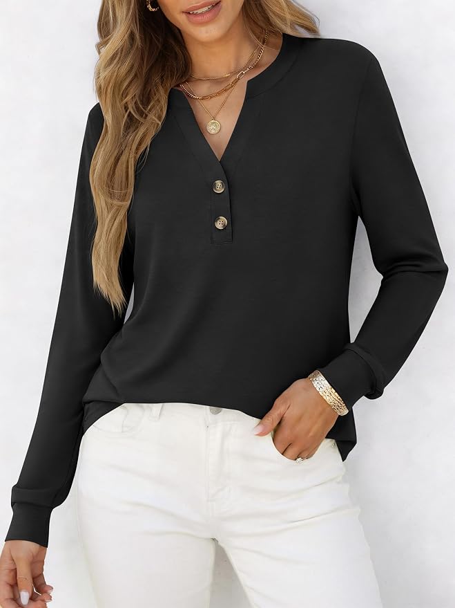 ANRABESS Women's Long Sleeve Shirts 2026 Spring Fashion Dressy Casual Tops Trendy Henley Blouses Cute Work Outfits Clothes - Image 2