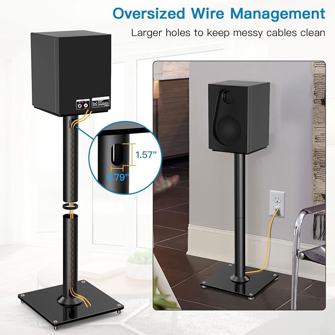 PERLESMITH Universal Floor Speaker Stands for Surround Sound up to 22LB, 27.56 Inch Bookshelf Speaker Stand for Klipsch, Polk, Yamaha & Other Large Satellite, Bookshelf Speakers, Studio Monitors,2P - Image 3