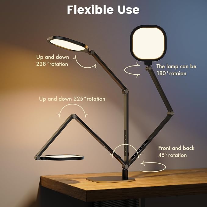 LitONES 2 Packs Desk Lamp for Home Office Zoom Video Calls-Black | 15W LED Desk Ring Light with CRI 97.8 Memory & Timer Function, 1200LM Dimmable Computer Light for Conference, Reading, Study - Image 4
