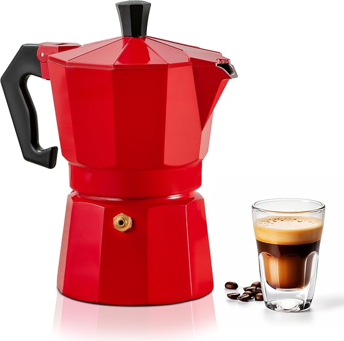 Mixpresso 3 Cup Moka Pot Stovetop Espresso Maker, Italian Cuban Coffee Pot | 5oz aluminum Italian coffee maker for gas and electric stovetops, small design for traditional espresso-style coffee at home by Mixpresso