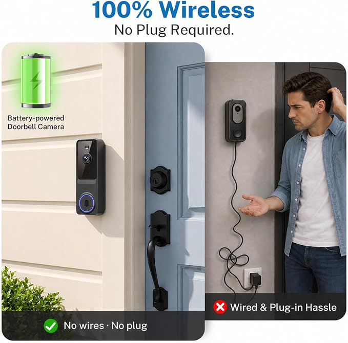 Doorbell Camera Wireless, 1080P Video Doorbell Camera Battery Powered, Security Camera with AI Human Detection, 2-Way Audio, Night Vision, Cloud Storage, 2.4G WiFi, Front Door Camera for Home Security - Image 5