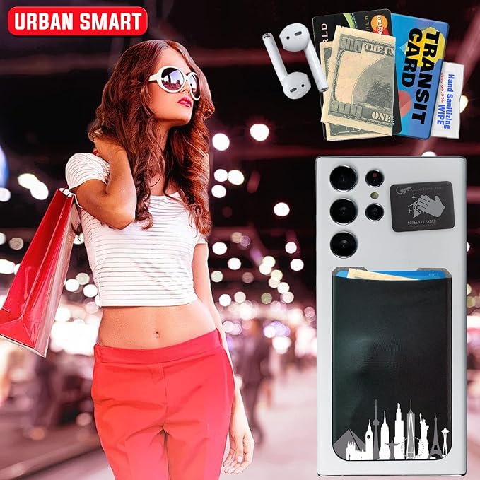 Phone Wallet - Adhesive Card Holder - Cell Phone Pouch - Stick on Lycra Pocket by Gecko - Carry Credit Cards and Cash - Image 4