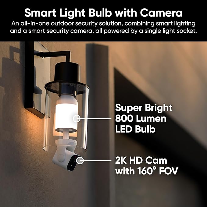 WYZE Bulb Cam Security Camera, 2K HD Outdoor Light Bulb Camera, Color Night Vision, Dimmable LED Bulb, Motion Detection, Siren Alarm, Works w/Alexa/Google Assistant (2 Pack) - Image 4
