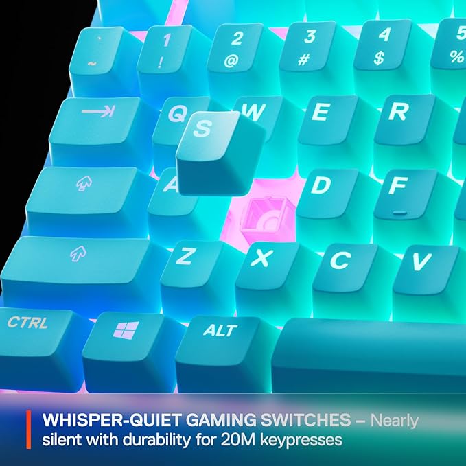 SteelSeries Apex 3 TKL Aqua RGB Gaming Keyboard — Tenkeyless Compact Form Factor — 8-Zone RGB Illumination — Water and Dust Resistant — Whisper-Quiet Gaming Switch - Image 6